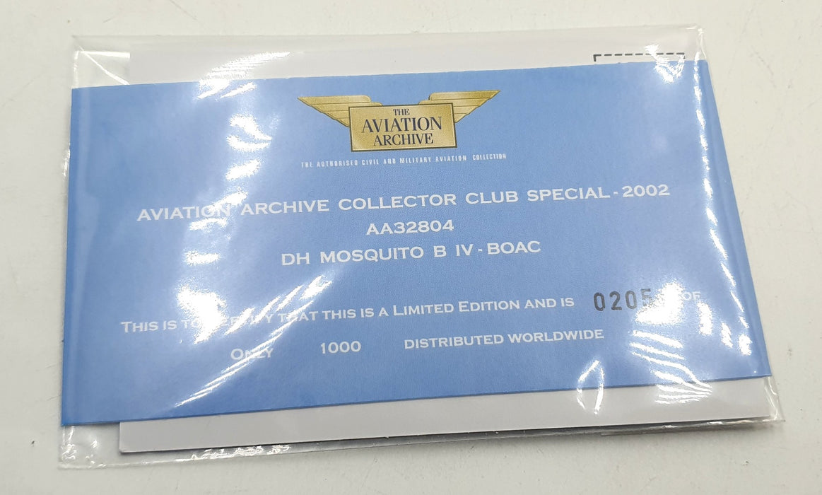 Corgi 1/72 Scale AA32804 - DH Mosquito B IV BOAC Aviation Archive Club 2002