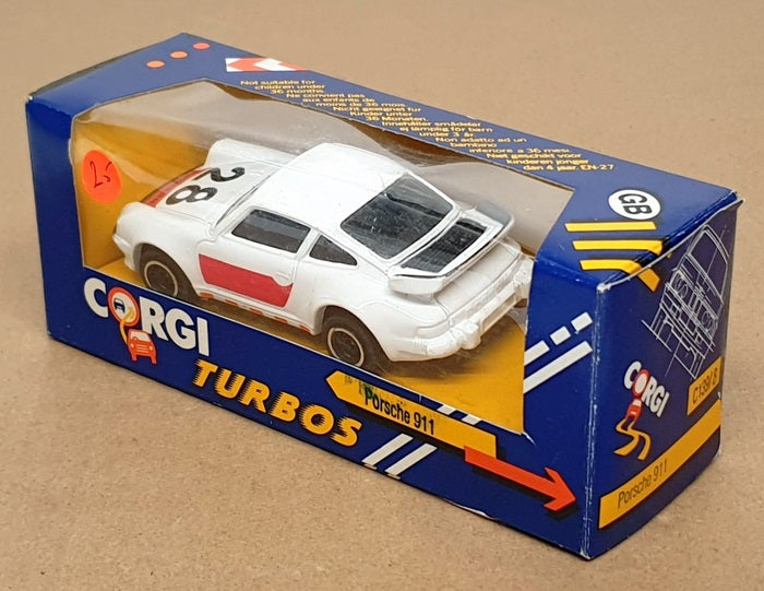 Corgi 10cm Long Diecast C139/8 - Porsche 911 Turbo #28 - White/Red