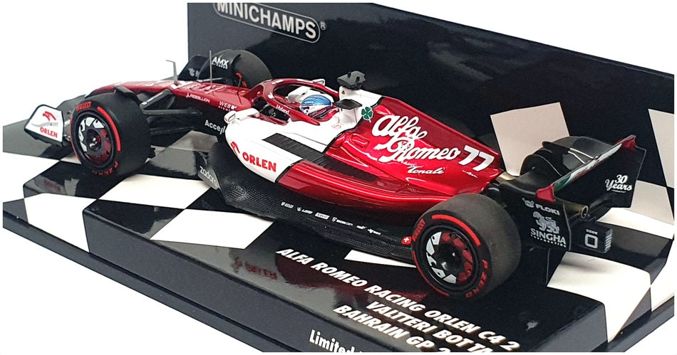 Minichamps 1/43 Scale 417 220177 - F1 Alfa Romeo C42 Bahrain GP 2022 Bottas