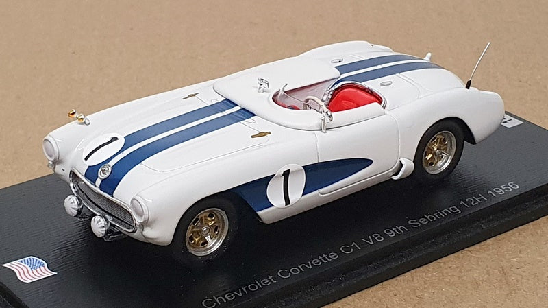 Spark 1/43 Scale US180 - Chevrolet Corvette C1 V8 #1 9th Sebring 12H 1956
