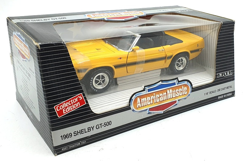Ertl 1/18 Scale Diecast 7351 - 1969 Shelby GT-500 Convertible - Yellow