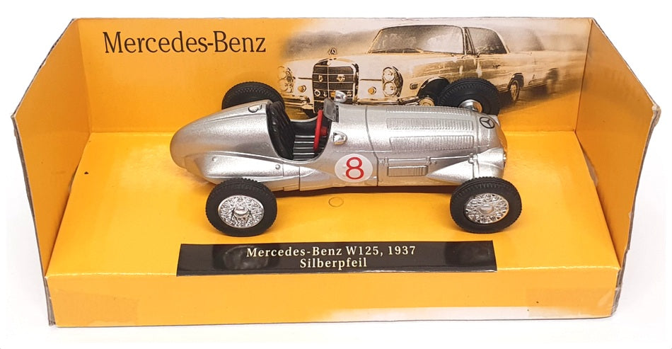NewRay 1/43 Scale 48483 - 1937 Mercedes Benz W125 Race Car #8 - Silver