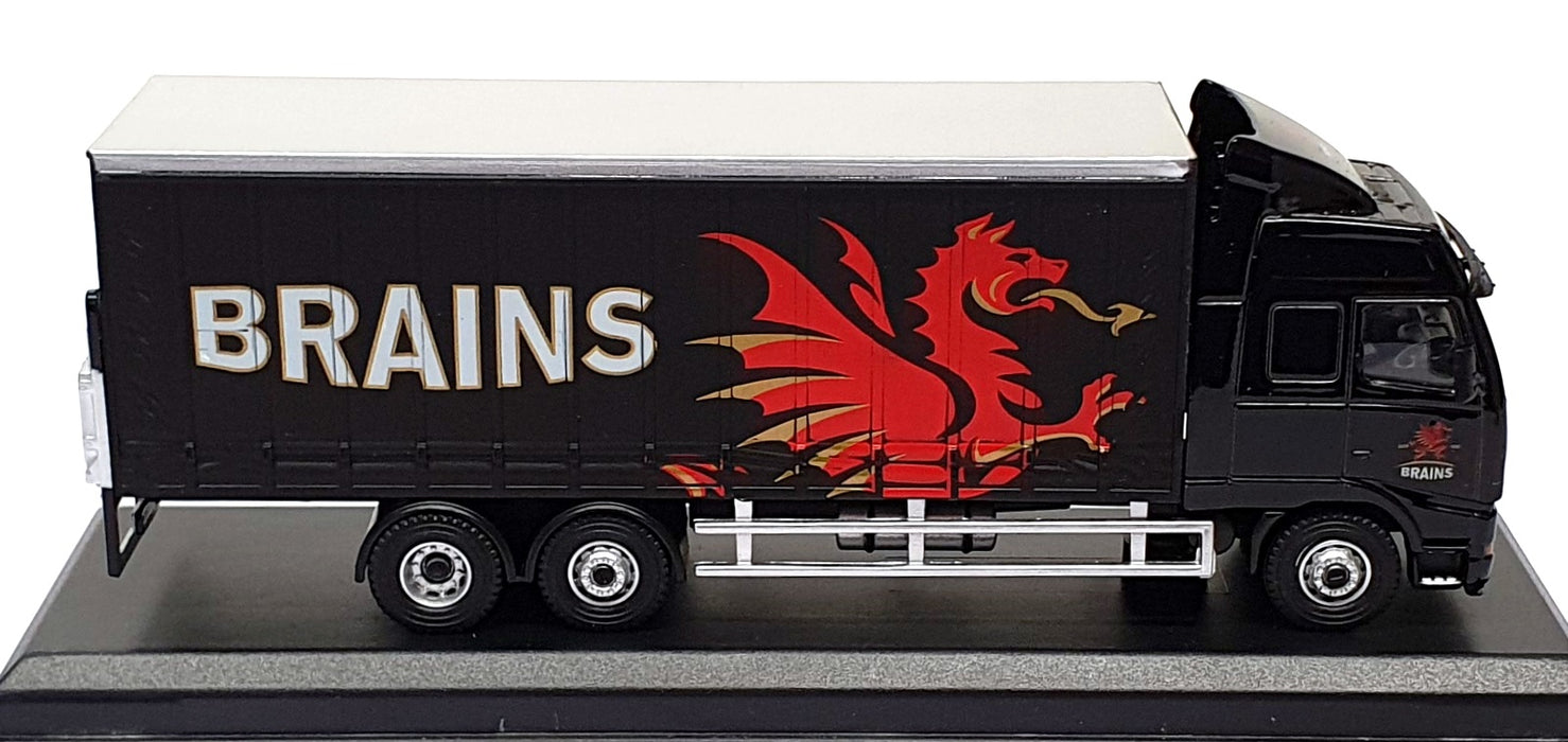 Oxford Diecast 1/76 Scale SP113 - Volvo FH Curtainside Truck Brains - Black 