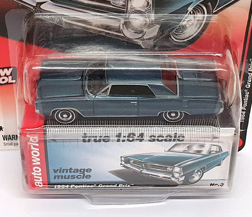 Auto World 1/64 Scale AW64032 No. 3 - 1964 Pontiac Grand Prix - Met. Blue