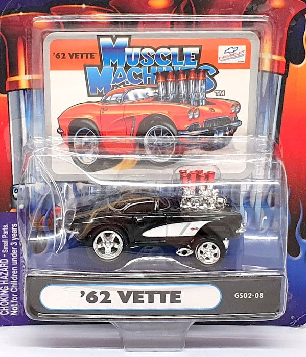 Muscle Machines 1/64 Scale 71172 GS02-08 - 1963 Chevrolet Corvette - Black/White
