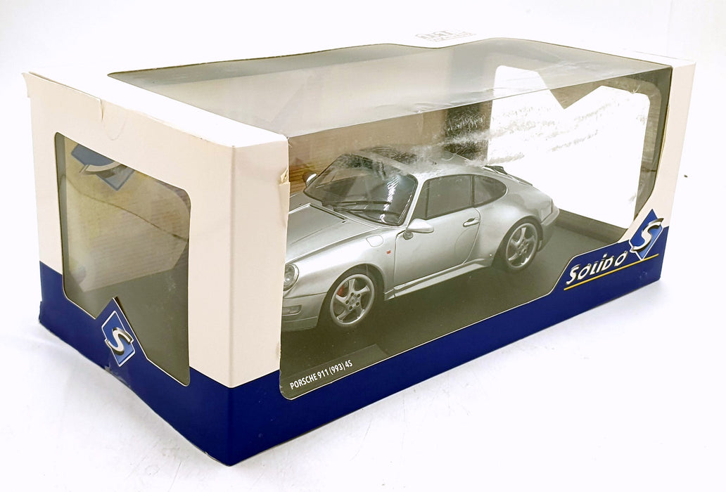 Solido 1/18 Scale Diecast S1810103 - 1996 Porsche 911 (993) 4S Met. Polar Silver