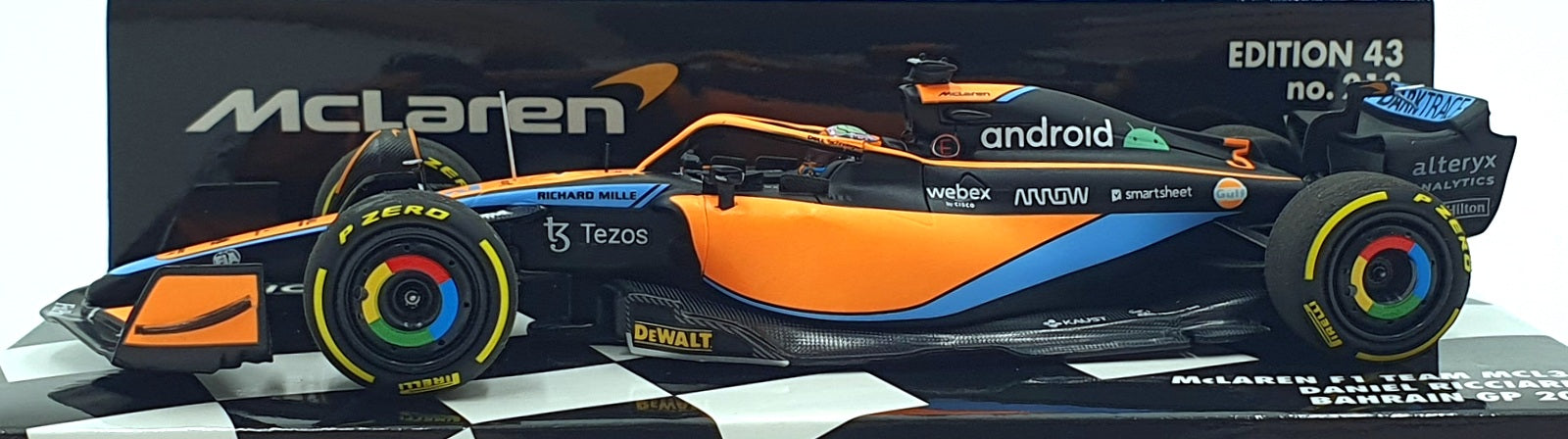 Minichamps 1/43 Scale 537 224303 McLaren F1 Team MCL36 #3 Bahrain GP 2022