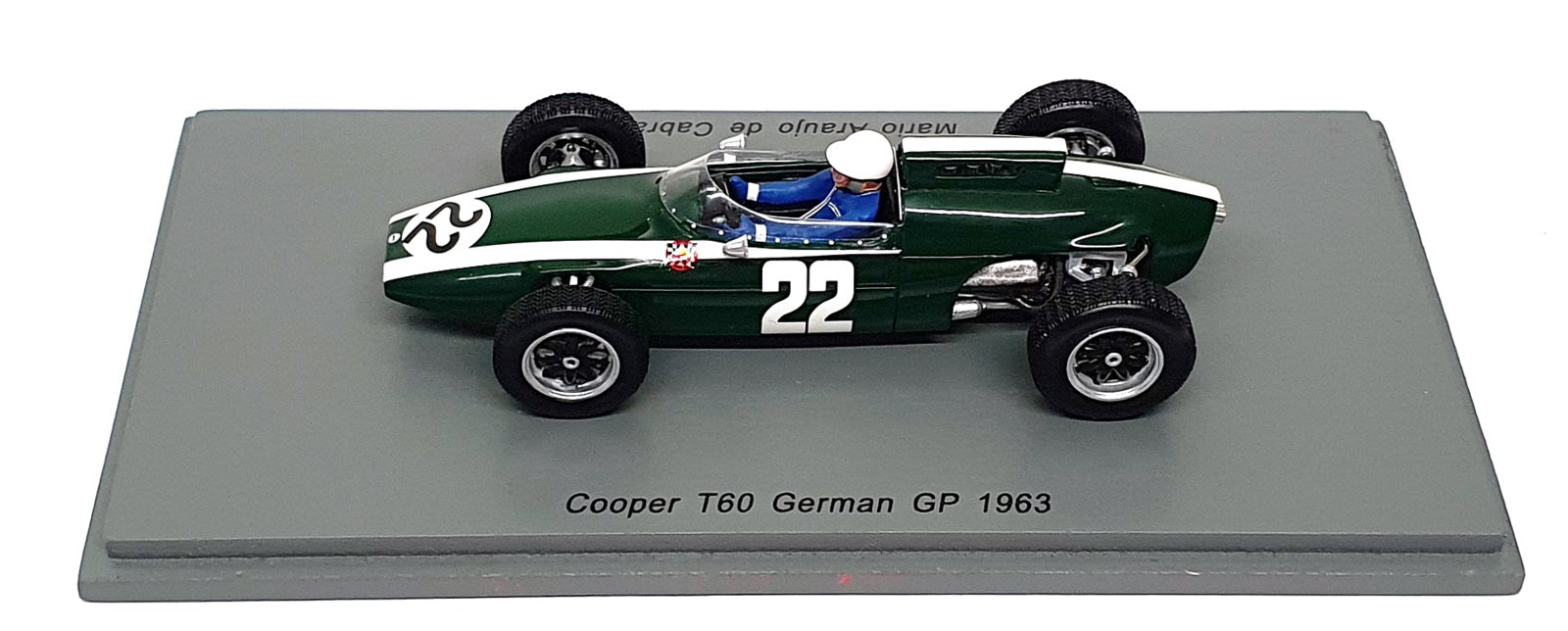 Spark 1/43 Scale S5292 - F1 Cooper T60 #22 German GP 1963 de Cabral - Green