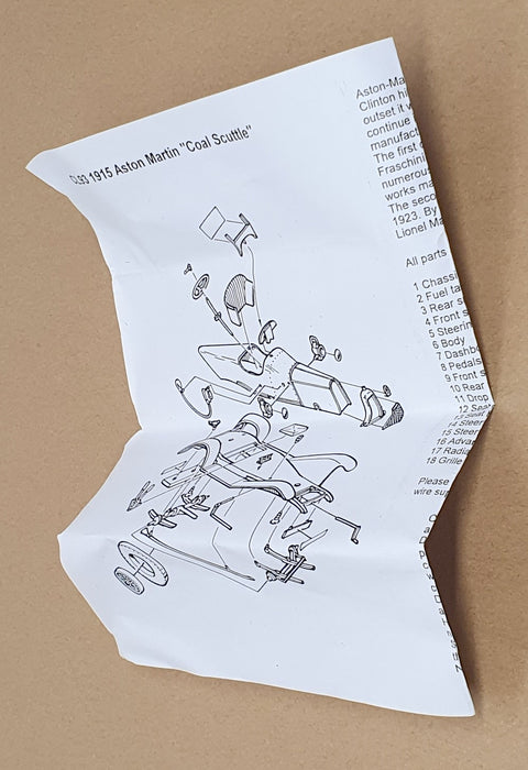 SMTS 1/43 Scale Unbuilt Kit CL93 - 1915 Aston Martin Coal Scuttle