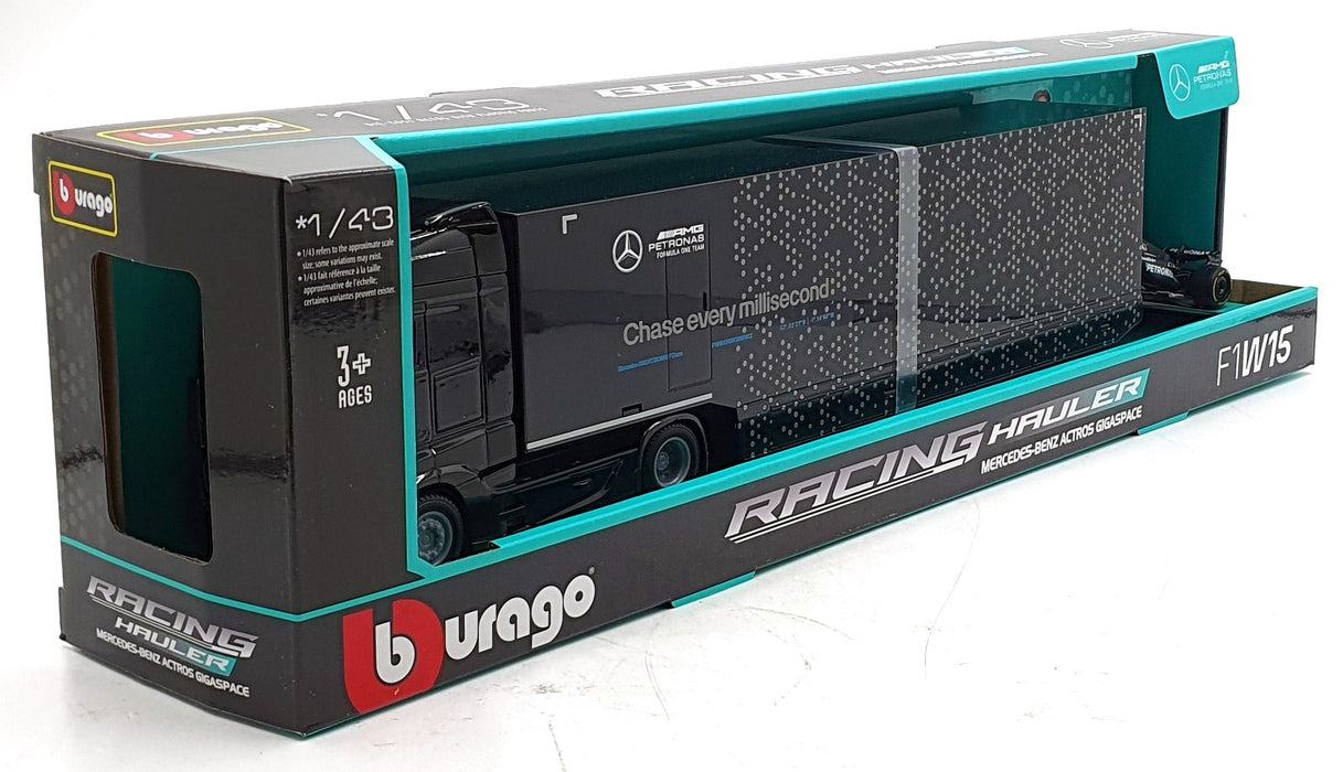 Burago 1/43 Scale 18-38402 - Mercedes Benz Actros Racing Hauler AMG Petronas