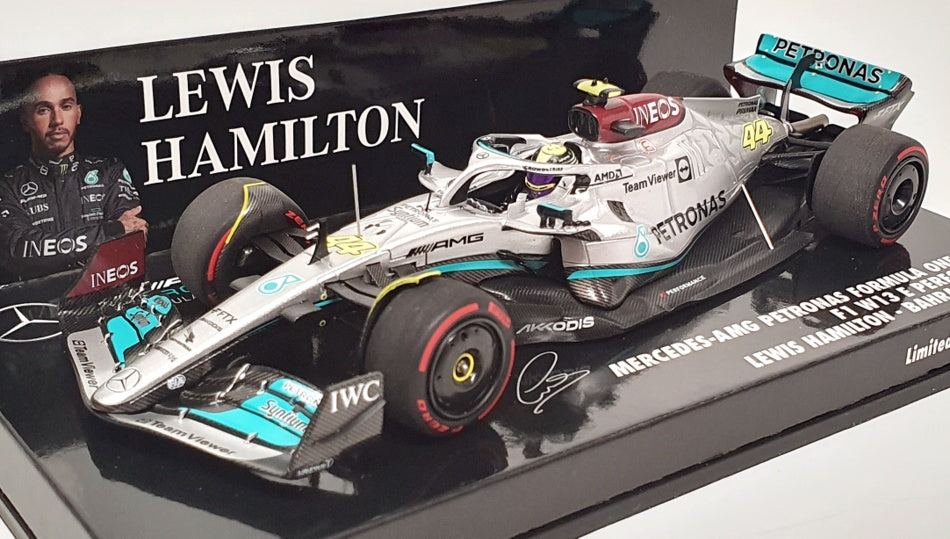 Minichamps 1/43 Scale 417 220144 - F1 Mercedes AMG Hamilton Bahrain GP 2022