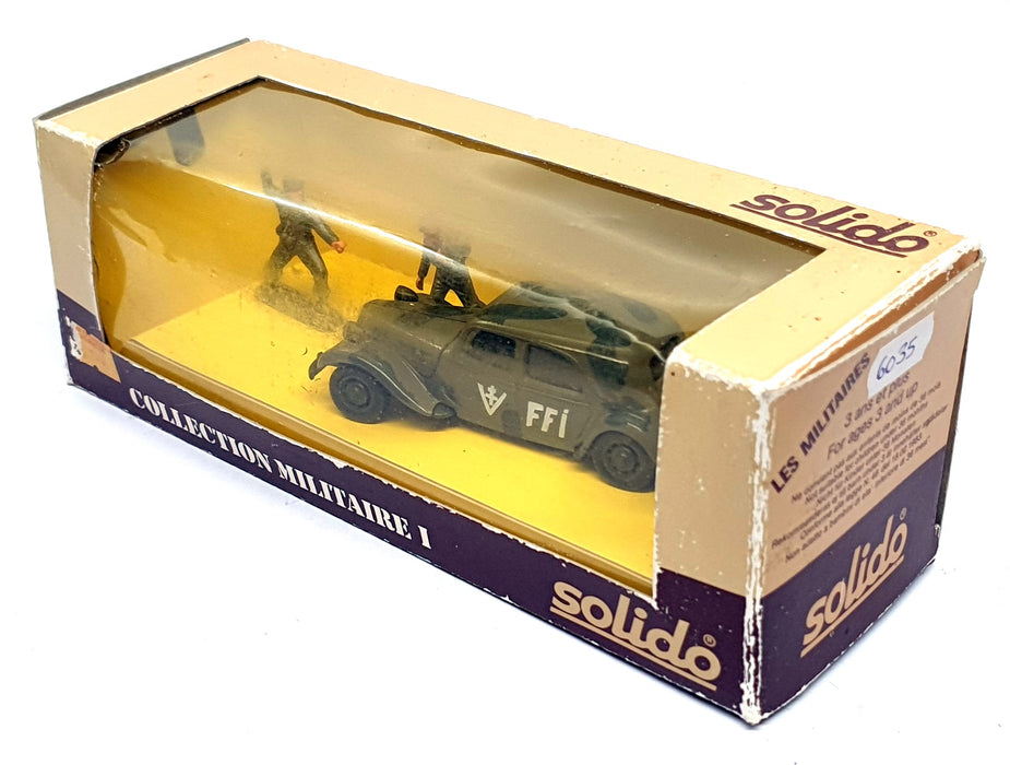 Solido 1/43 Scale 6035 - Citroen 15CV FFI Military Car + Figures - Camouflage
