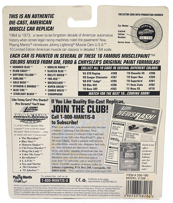 Johnny Lightning 1/64 Scale 200-180 - Muscle Cars 1970 Chevelle SS - Dark Green