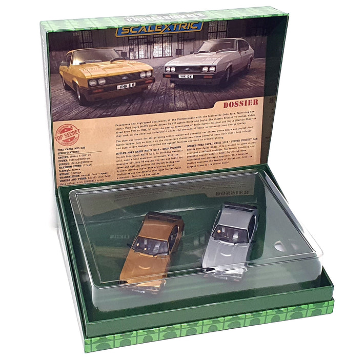 Scalextric 1/32 Scale Twin Pack C4642 Ford Capri The Professionals - Gold Silver