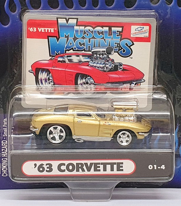 Muscle Machines 1/64 Scale 71161 01-4 - 1963 Chevrolet Corvette - Gold