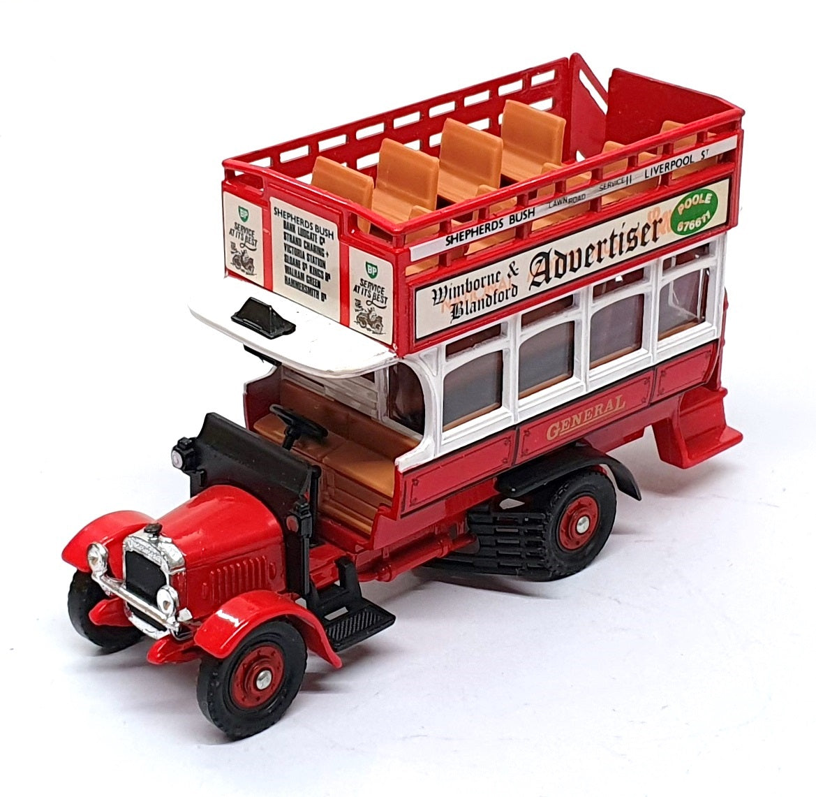 Corgi Apx 15cm Long C858/1 Thornycroft Bus Wimborne & Dorset Advertiser REWORKED