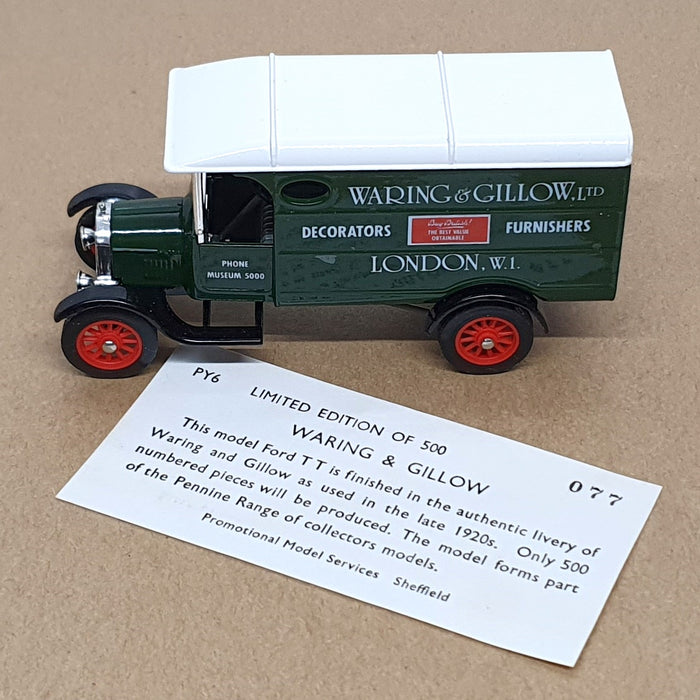 Matchbox Diecast Y-21 - 1926 Ford Model TT Van Waring & Gillow REWORKED