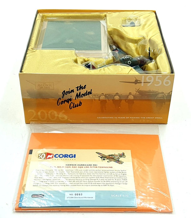 Corgi 1/72 Scale AN32011 Hawker Hurricane MK1 VY-Q No.85 Sqn Townsend