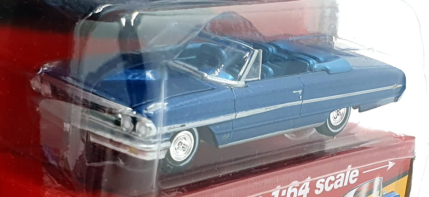 Auto World 1/64 Scale AW64162 - 1964 Ford Galaxie 500XL Convertible - Met. Blue