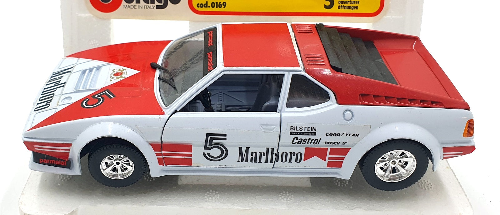 Burago 1/24 Scale Diecast 0169 - BMW M1 Marlboro #5 - White/Red