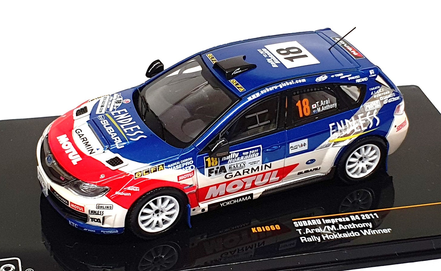 Ixo 1/43 Scale KBI060 - Subaru Impreza STi R4 #18 Winner Hokkaido 2011
