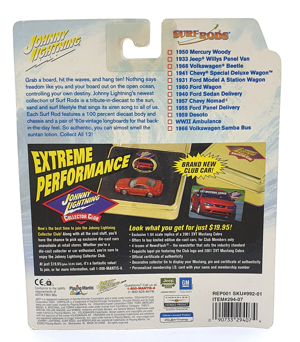 Johnny Lightning 1/64 Scale 294-07 Surf Rods 1940 Ford Sedan Delivery - Red