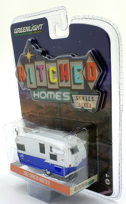 Greenlight 1/64 Scale 34070-F - 1962 Shasta Airflyte Trailer - White/Blue