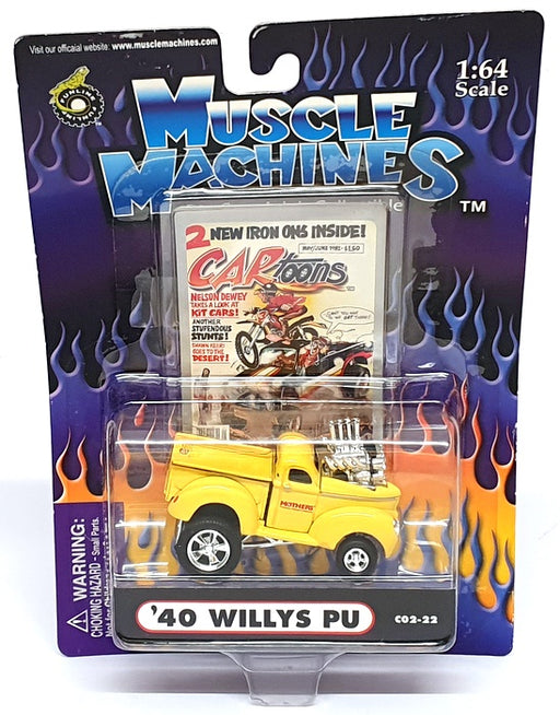 Muscle Machines 1/64 Scale 71171 C02-22 - 1940 Willys PU Truck - Yellow