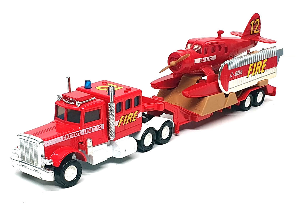 Matchbox Appx 29cm Long K-134 - Peterbilt Fire Spotter Plane Transporter - Red