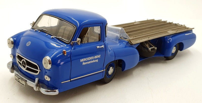 CMC 1/18 Scale Diecast M-036 - 1954 Mercedes Benz Renntransporter Truck - Blue