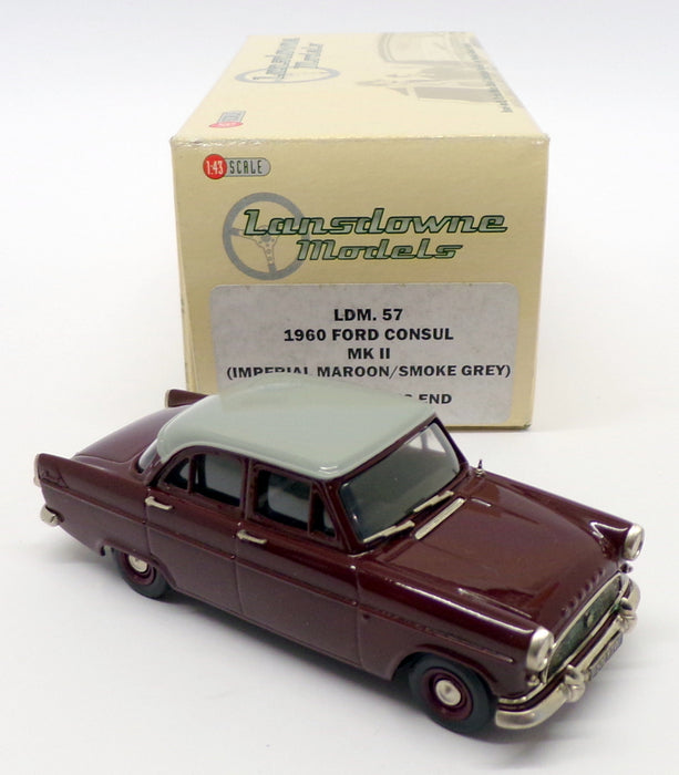 Lansdowne 1/43 Scale LDM57 - 1960 Ford Consul Mk2 - Imperial Maroon/Smoke Grey