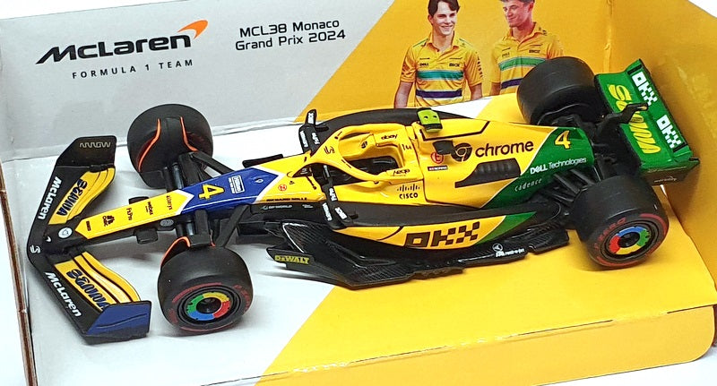Burago 1/43 Scale 18-38214NS - F1 McLaren Monaco GP 2024 #4 Norris Senna Livery