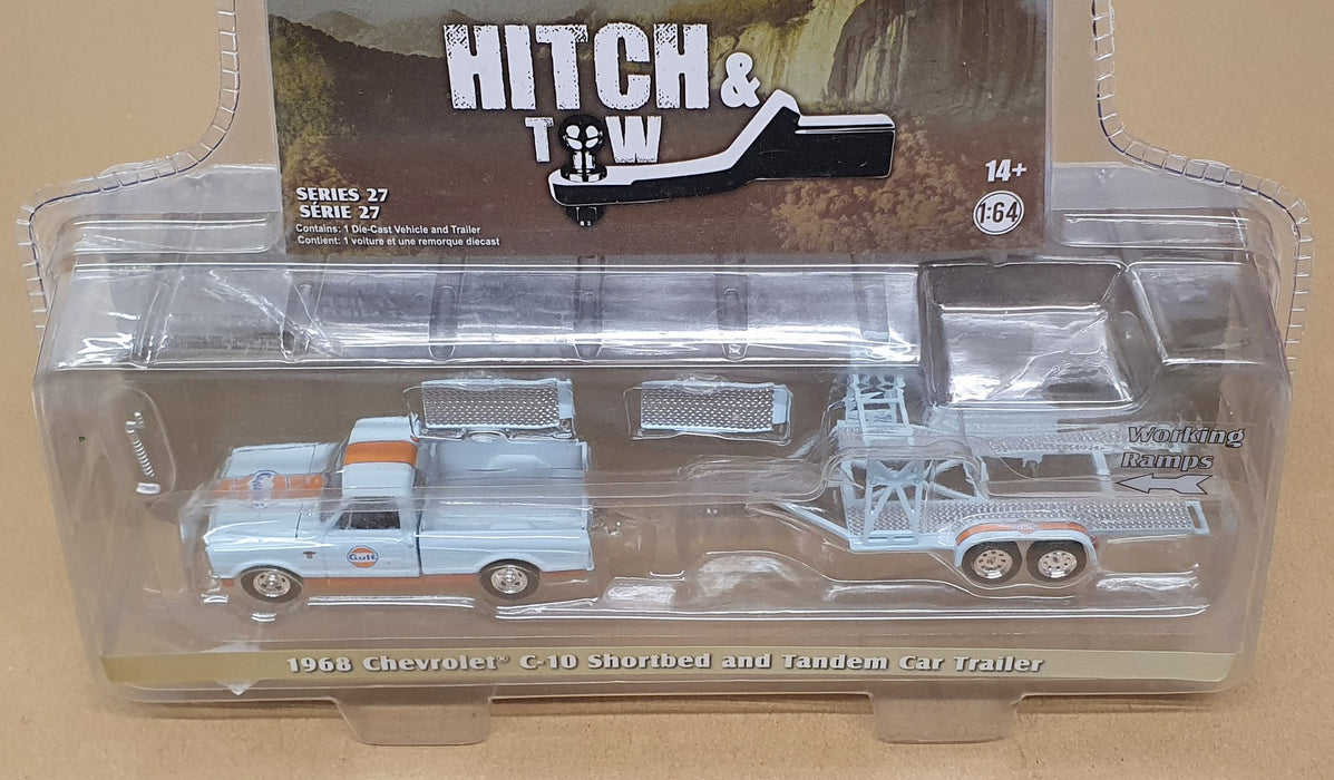 Greenlight 1/64 Scale 32270-A - 1968 Chevrolet C-10 Truck & Tandem Trailer Gulf