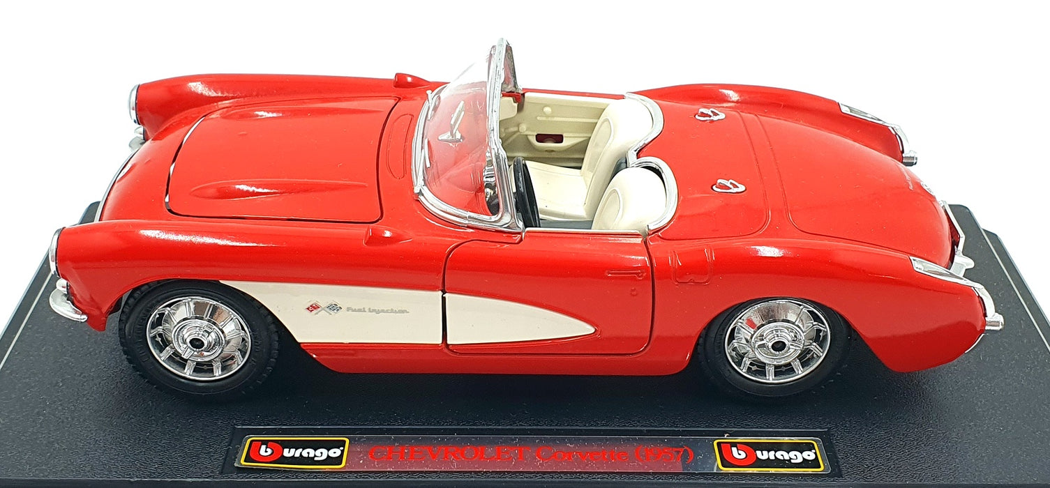 Burago 1/24 Scale Diecast 0524 - 1957 Chevrolet Corvette - Red/White