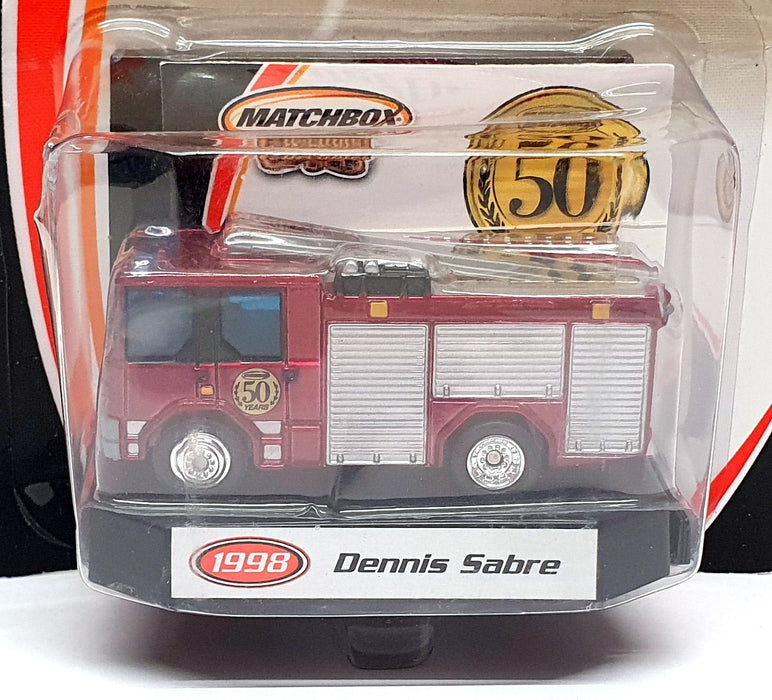 Matchbox 50 1952-2002 1/64 Scale 96978 - 1998 Dennis Sabre Fire Engine - Dk. Red
