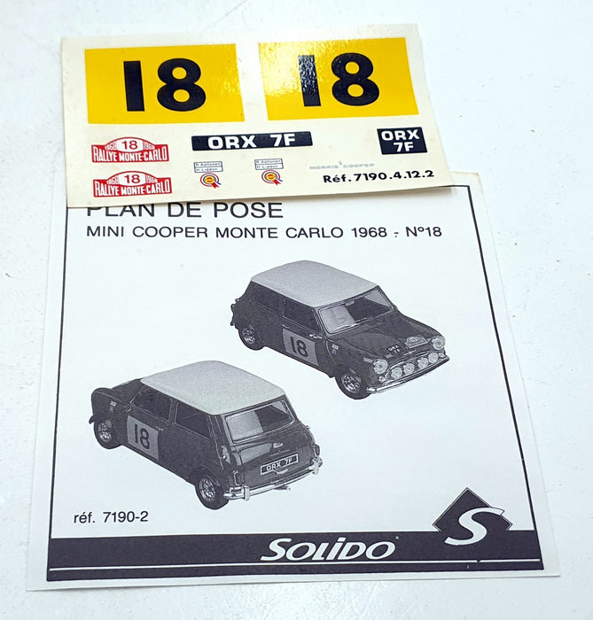 Solido 1/18 Scale Diecast 7190-2 - Mini Cooper RMC #18 1968 - Red