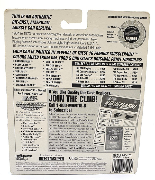 Johnny Lightning 1/64 Scale 200-100 - Muscle Cars 1965 Pontiac GTO - Black