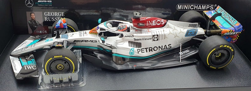 Minichamps 1/18 Scale 110 220563 Mercedes F1 W13 E Miami GP 2022 Russell #63