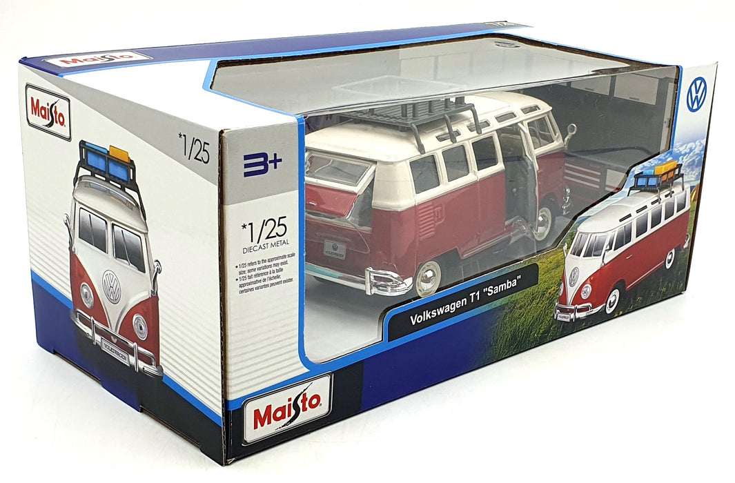 Maisto Custom Shop 1/25 Scale 32471 - Volkswagen T1 Samba - Red/White