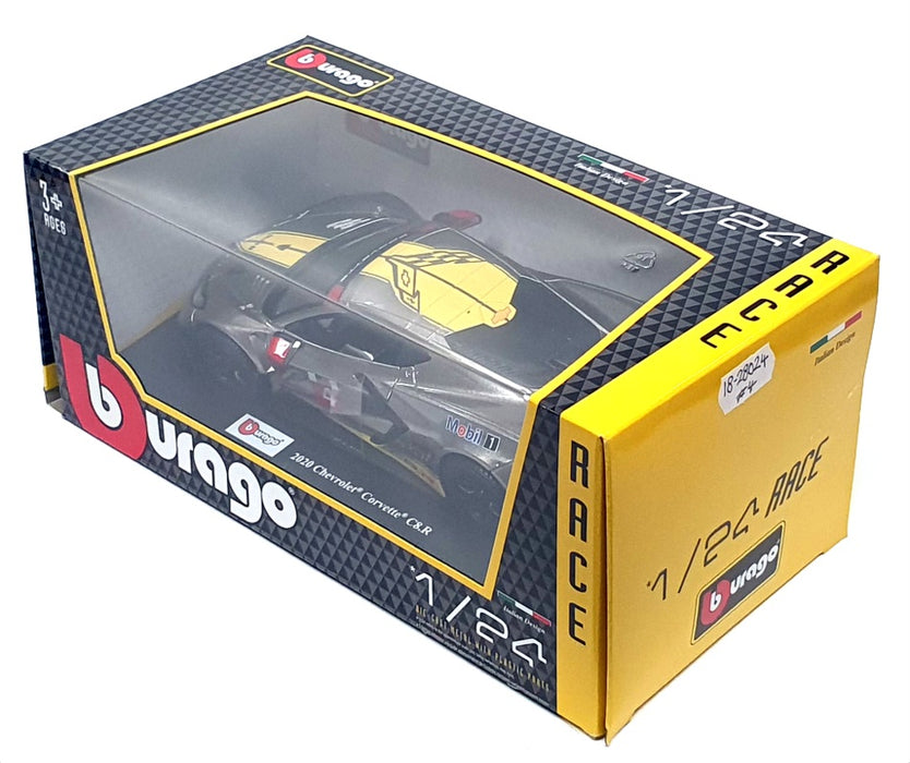 Burago 1/24 Scale 18-28024 - 2020 Chevrolet Corvette C8.R #4 - Yellow/Silver