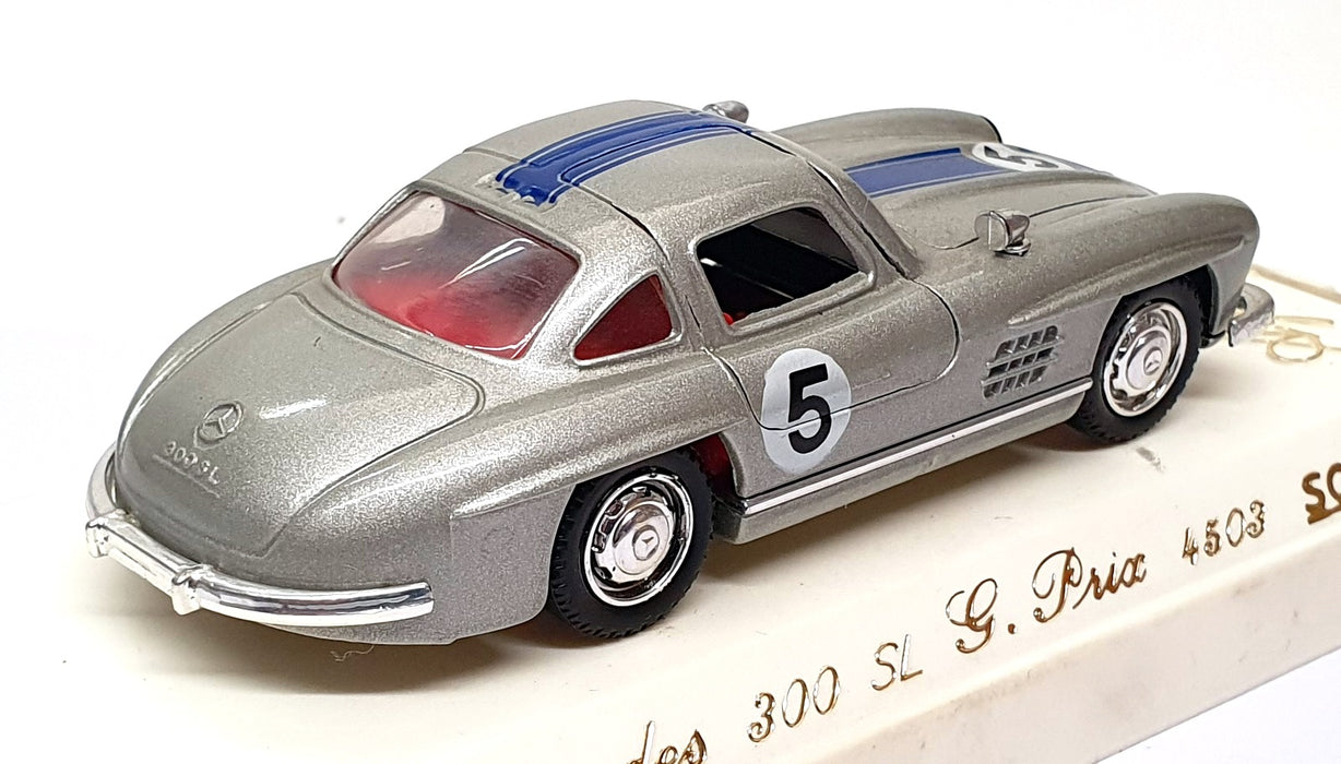 Solido 1/43 Scale 4503 - Mercedes Benz 300SL Race Car #5 - Silver/Blue