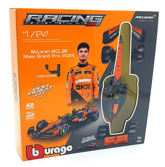 Burago 1/24 Scale Metal Kit 18-28504 - McLaren MCL38 #4 Miami GP 2024 - Norris