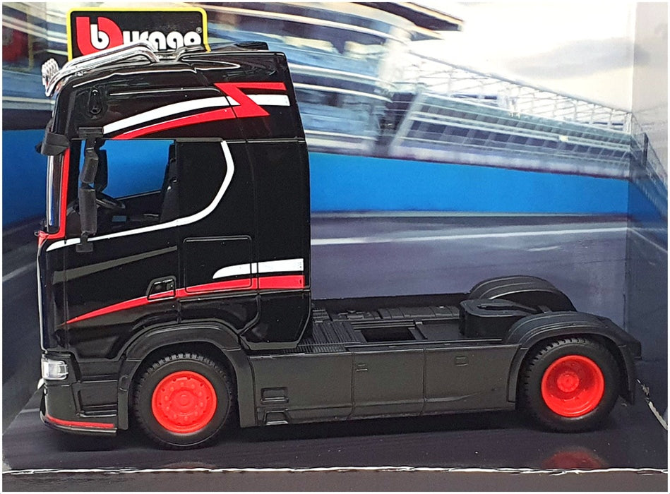 Burago 1/43 Scale Haulers Custom Cabs 18-32207 - Scania Truck - Black/Red