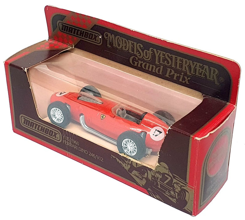 Matchbox Appx 10cm Long Y-16 - 1969 Ferrari Dino 246/V12 GP Race Car - Red