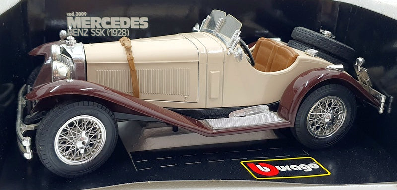 Burago 1/18 Scale Diecast 3009 - 1928 Mercedes Benz SSK - Cream