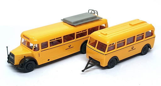 Brekina 1/87 Scale BR187Y - MAN MKN 630 Bus & Orion Trailer Bus Deutsche Post AG