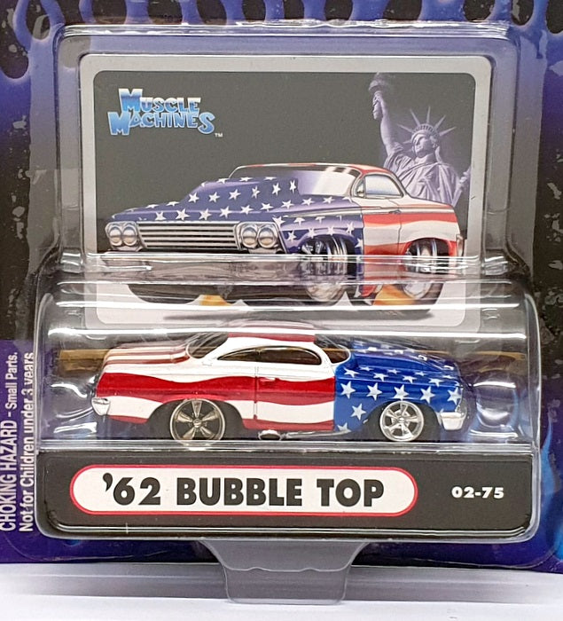 Muscle Machines 1/64 Scale 71161 02-75 1962 Chevrolet Bubble Top Stars & Stripes