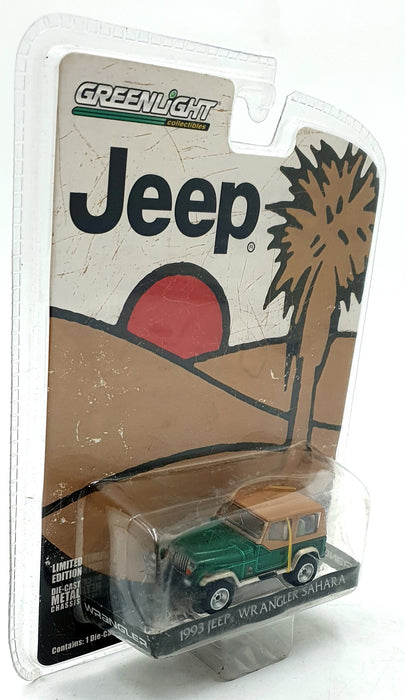 Greenlight 1/64 Scale 29815 -1993 Jeep Wrangler Sahara - Met. Green/Tan