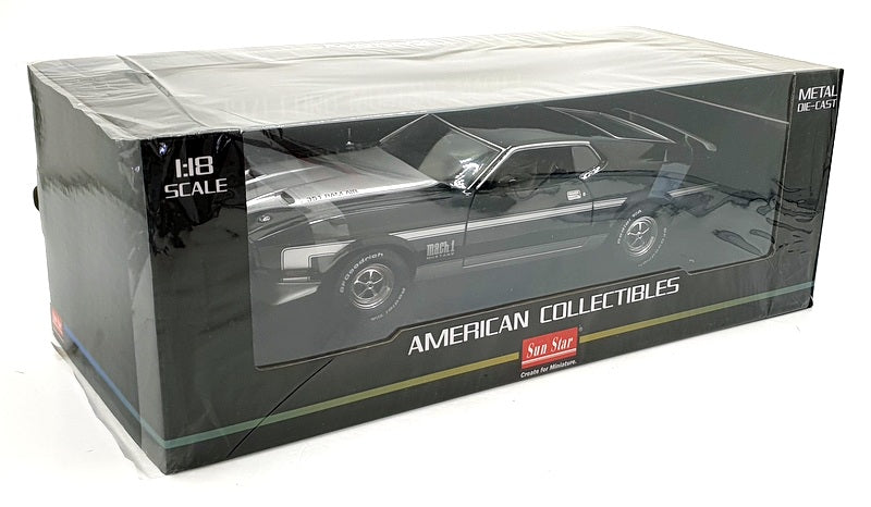 Sun Star 1/18 Scale 3639 - 1971 Ford Mustang Mach 1 - Black/Silver