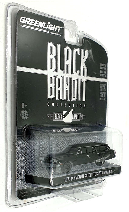 Greenlight 1/64 Scale 28050-A 1970 Plymouth Satellite Station Wagon Black Bandit